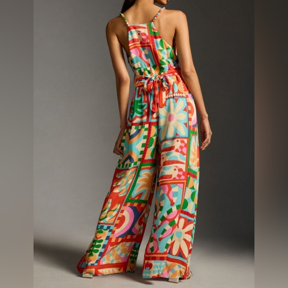 FARM Rio Geometric Print Halter Jumpsuit Size M - Picture 7 of 10
